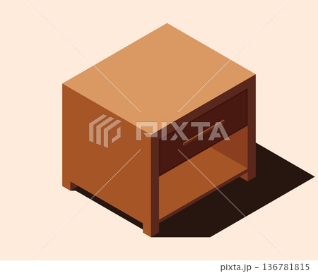 Isometric bedside table. Isometric nightstand. Wooden bedside table. Isometric bedroom furniture. Isometric home furniture Isometric bedside table. Isometric nightstand. Wooden bedside table. Isometric bedroom furniture. Isometric home furniture 136781815