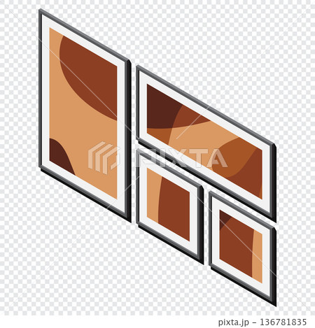 Isometric photo frame. Isometric 3d picture frame set. Home interior accessory. Furniture elements. Isometric furniture Isometric photo frame. Isometric 3d picture frame set. Home interior accessory. Furniture elements. Isometric furniture 136781835