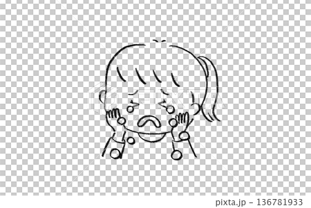A crying girl with tears streaming down her face 136781933