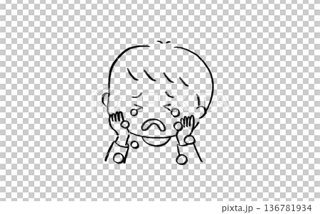 A crying boy with tears streaming down his face 136781934