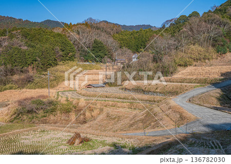 明日香村の景勝地　阪田の棚田　奈良県 136782030