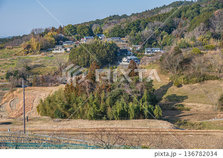 明日香村の景勝地　阪田の棚田　奈良県 136782034