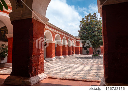 Peaceful Courtyard at Santa Catalina Monastery, Arequipa, Peru 136782156