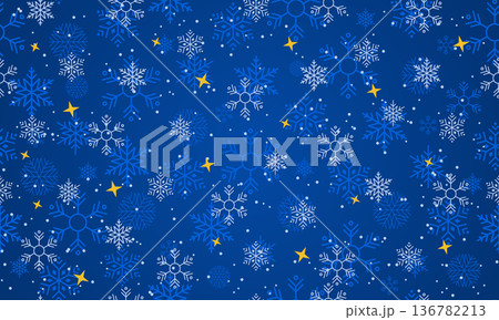 Snowflakes seamless pattern. Falling snowflakes. Winter holidays theme. Seamless background with snowflakes. Snowfall. Vector illustration 136782213