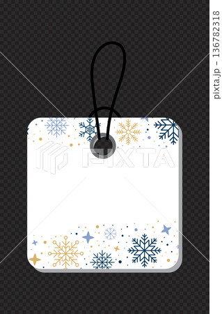 Gift winter tag. Snowflakes gift tag. Gift tag with snowflakes pattern. Sale promotion and gift card. Vector illustration Gift winter tag. Snowflakes gift tag. Gift tag with snowflakes pattern. Sale promotion and gift card. Vector illustration 136782318