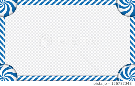 Rectangle candy cane frame with blue and white striped lollipop pattern. Vector illustration Rectangle candy cane frame with blue and white striped lollipop pattern. Vector illustration 136782348