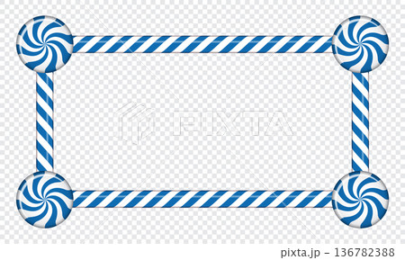 Rectangle candy cane frame with blue and white striped lollipop pattern. Vector illustration Rectangle candy cane frame with blue and white striped lollipop pattern. Vector illustration 136782388