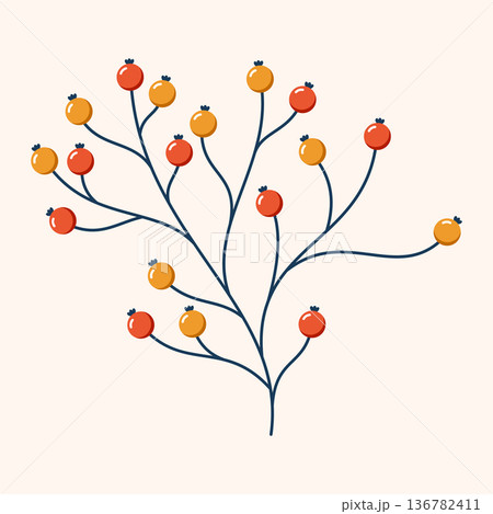 Berries. Winter plant. Winter branches and leaves. Winter floral elements. Holiday decoration. Vector illustration Berries. Winter plant. Winter branches and leaves. Winter floral elements. Holiday decoration. Vector illustration 136782411