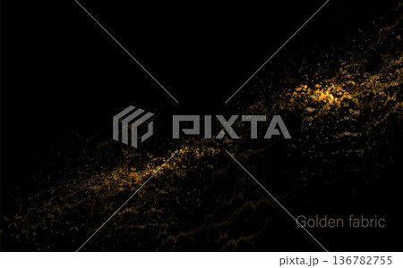 Abstract chaotic isolated arc of golden hue on black background Abstract chaotic isolated arc of golden hue on black background 136782755