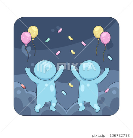 Illustration of People celebrate New Year Illustration of People celebrate New Year 136782758