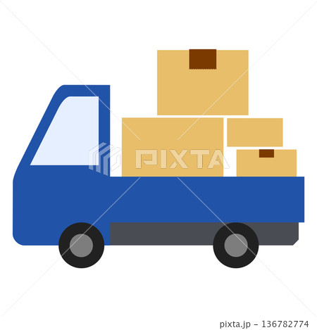 荷台に段ボールを積んだトラック 136782774