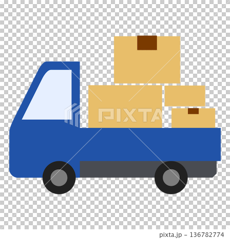荷台に段ボールを積んだトラック 136782774