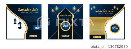 Ramadhan sale social media post. Set ramadan sale. Ramadan banner template. Copy space for content promo product. Vector illustration Ramadhan sale social media post. Set ramadan sale. Ramadan banner template. Copy space for content promo product. Vector illustration 136782950