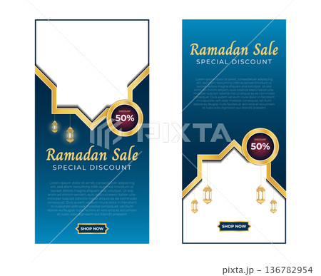Set of ramadan sale banners. Elegant ramadan sale for social media. Modern social media advertising banner. Copy space for content promo product Set of ramadan sale banners. Elegant ramadan sale for social media. Modern social media advertising banner. Copy space for content promo product 136782954