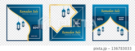 Ramadhan sale social media post. Set ramadan sale. Ramadan banner template. Copy space for content promo product. Vector illustration 136783033