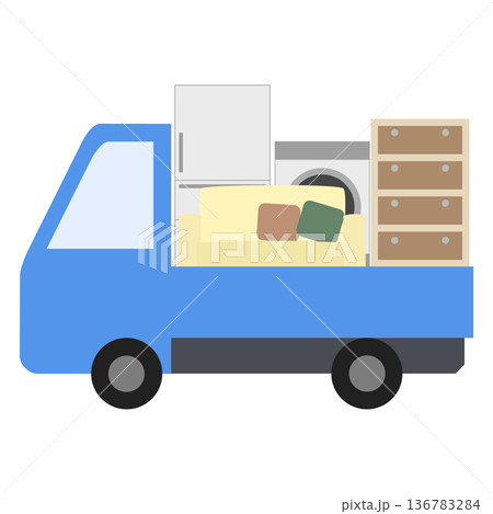 家具や家電を積んだ引越しトラック 136783284