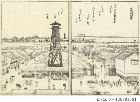 江戸名所図会：馬喰町馬場 136783581
