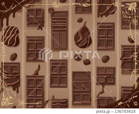 板チョコが並んだ背景素材 136783628