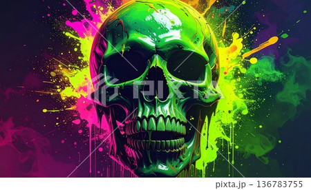 A grunge skull and crossbones illustration featuring a scary human skeleton head in a gothic vector design perfect for a spooky pirate tattoo or horror themed Halloween art symbol 136783755
