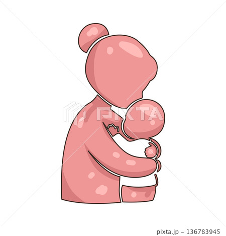Illustration of Mother hugs child Illustration of Mother hugs child 136783945