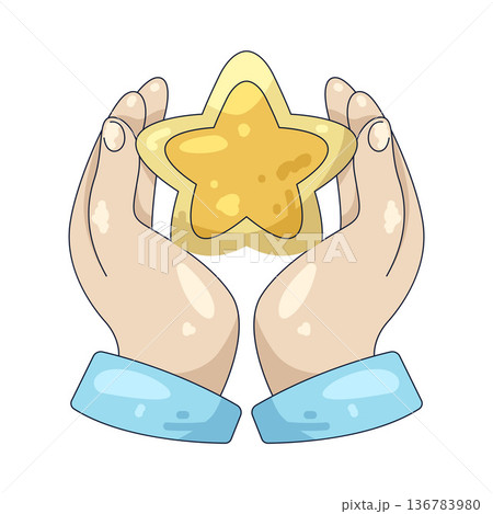 Illustration of Hand holding star 136783980