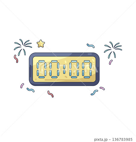 Illustration of midnight clock 136783985