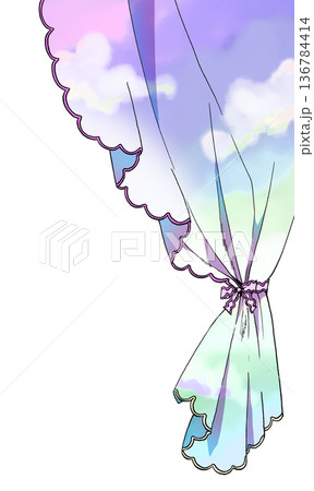 ゆめかわカーテン右のみ 136784414