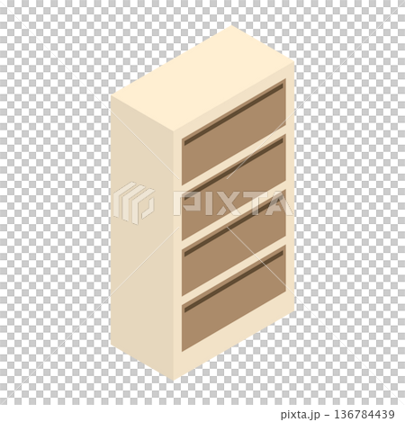 斜め上から見た木製チェストのイラスト 斜め上から見た木製チェストのイラスト 136784439
