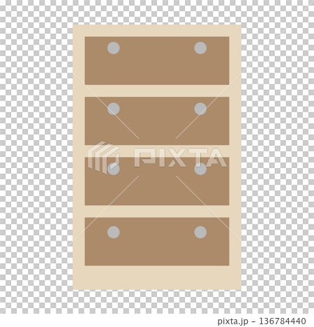 從正面看的四抽屜櫃示意圖 136784440