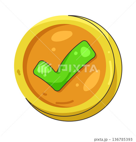 Illustration of check mark badge 136785393