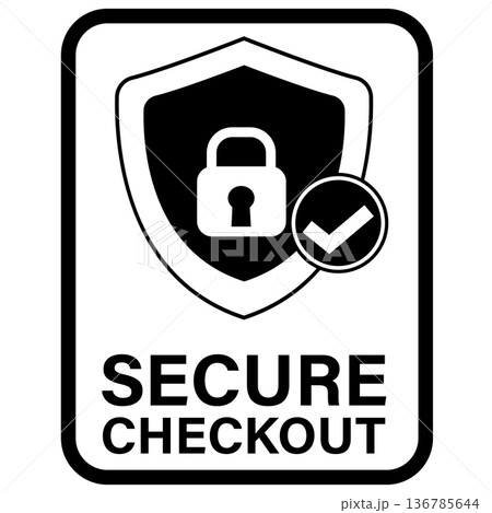 Secure checkout icon. Secure checkout highly sign. Banner label secure checkout symbol. flat style. Secure checkout icon. Secure checkout highly sign. Banner label secure checkout symbol. flat style. 136785644