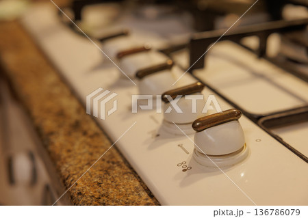 Cooking experience with a modern gas stove on a beautiful kitchen countertop Cooking experience with a modern gas stove on a beautiful kitchen countertop 136786079