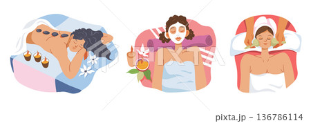 Flat Spa Treatment Relaxation Scenes Flat Spa Treatment Relaxation Scenes 136786114