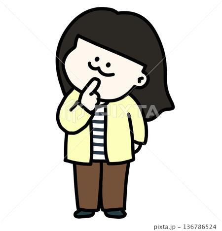 首をかしげとぼける女の子のイラスト 背景透過 首をかしげとぼける女の子のイラスト 背景透過 136786524