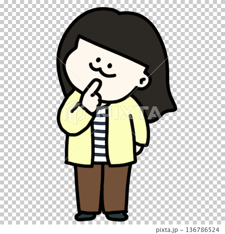 首をかしげとぼける女の子のイラスト 背景透過 首をかしげとぼける女の子のイラスト 背景透過 136786524