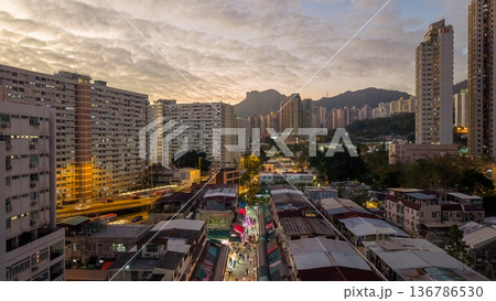 Sunset over Ngau Chi Wan Village urban landscape Feb 5 2026 Sunset over Ngau Chi Wan Village urban landscape Feb 5 2026 136786530