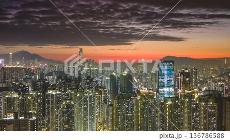 Vibrant sunset colors illuminate Kowloon dense urban skyline Feb 5 2026 Vibrant sunset colors illuminate Kowloon dense urban skyline Feb 5 2026 136786588