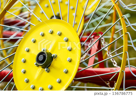 Tractor with rotary rake, agriculture machine Tractor with rotary rake, agriculture machine 136786775