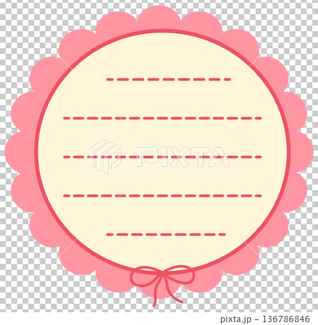 Cute Pink Scalloped Note Frames with Bows - Pastel Stationery Label Set 136786846