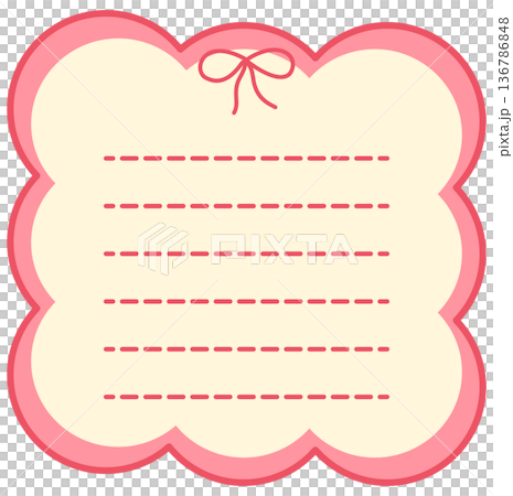 Cute Pink Scalloped Note Frames with Bows - Pastel Stationery Label Set 136786848