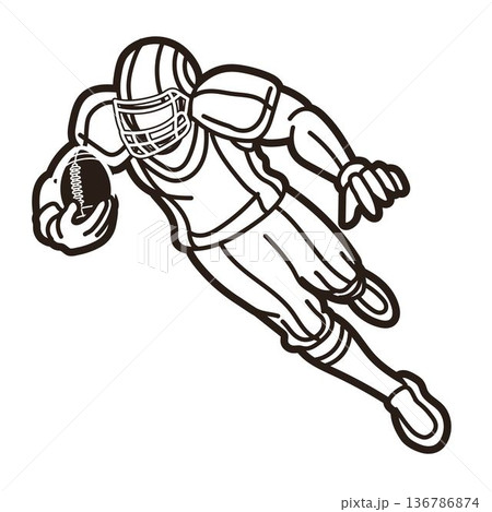 American Football Player Running Action Cartoon Sport Graphic Vector 136786874