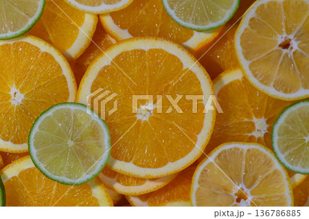 Citrus Trio Wedges Patterned Background Citrus Trio Wedges Patterned Background 136786885