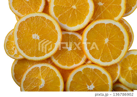 Fresh Orange Wedges on White Surface 136786902
