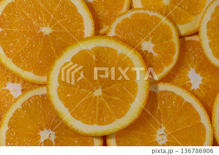 Orange Slices Close-Up Textured Background 136786906