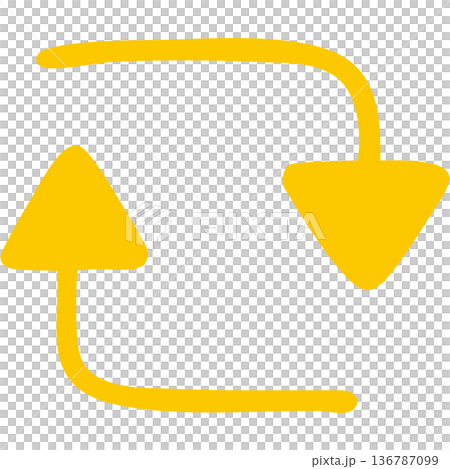 Illustration of a single-line hand-drawn arrow 18 (yellow) 136787099