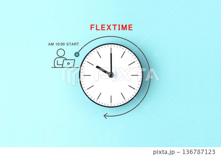 フレックスタイム制をイメージした静止画素材 136787123