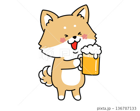 乾杯！ビール大好き柴犬さん 136787133