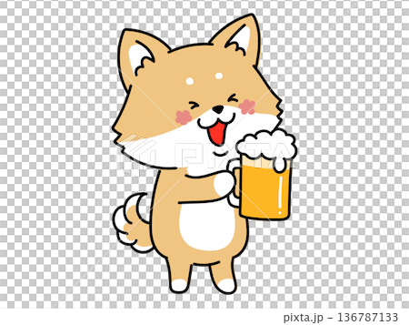 乾杯！ビール大好き柴犬さん 136787133
