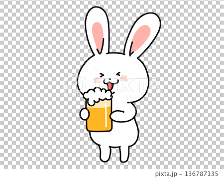 乾杯！ビール大好きウサギさん 136787135