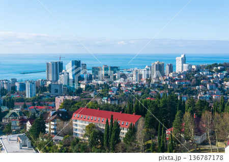 View of the city of Sochi from the observation deck. 136787178